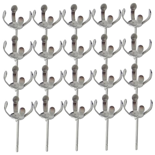 KALLORY 20st Perlenklauenhalter Diy-kits Zubehör Zur Herstellung Von Ohrringen Ohrring Mit 4 Krappenfassungen Einstellungen Für Krappenohrringe Diy-ohrstecker Rostfreier Stahl Silver von KALLORY