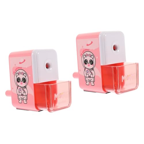 KALLORY 2St Bleistiftspitzer süßer Handspitzer Cartoon- für Kinder Kawaii dosenspitzer kinder bleistift anspitzer entzückende kleiner Handschärfer Abs Rosa von KALLORY