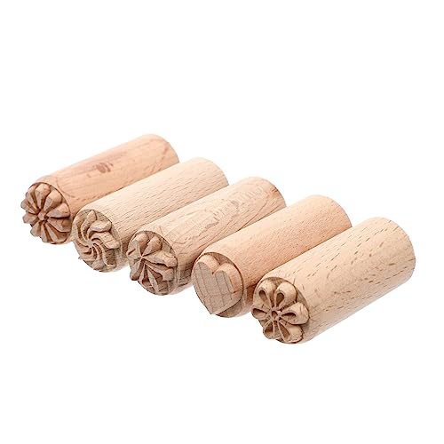 KALLORY 2cm Holzstempel Tonwerkzeuge Holzstichstempel security stamp sicherheitsstempel Blumendekor Keksdekorationen Stempel Naturholz Tonstempel Holz selbstgemacht Siegel Gebäck von KALLORY