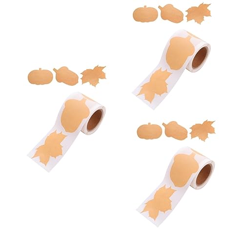 KALLORY 3 Rollen Aufkleber Aus Kraftpapier Etiketten Etikett Aus Kraftpapier Kraftanhänger Kraft-umschläge Aufkleber Für Die Herbsternte Siegel Aufkleber Dekorative Leere Aufkleber von KALLORY