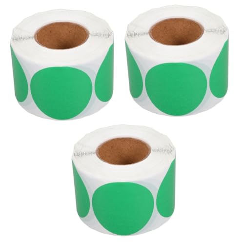 KALLORY 3 Rollen Aufkleber Etikettenrolle etikettendrucker permanenter Kleber Lebensmitteletiketten thermisches Etikett selbstklebendes bedruckbares Papier selbstklebendes Papier Green von KALLORY