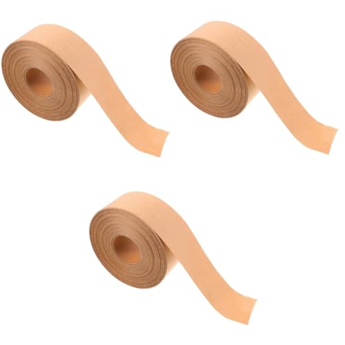 KALLORY 3 Rollen Klebeband aus Kraftpapier Cellophan schreibbar Wasserdicht Straße einseitig scrim packing tape paketband Verpackungsklebeband aus Papier Packband aus Bastelpapier Coffee von KALLORY