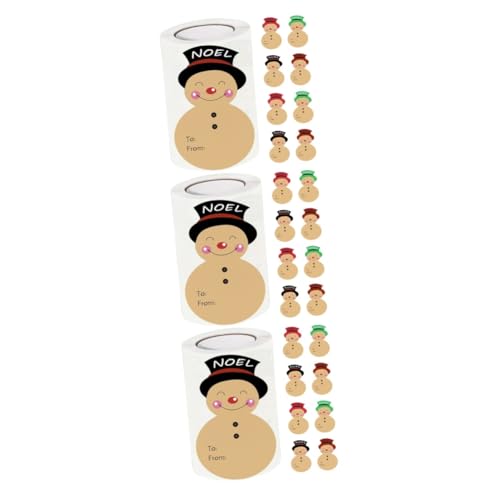 KALLORY 3 Rollen Schneemann-geschenkanhänger Etikettendrucker Weihnachten Schneemann-etikettenaufkleber Weihnachtsetikettenaufkleber Aufkleber Für Weihnachtskarten Kraftpapier von KALLORY