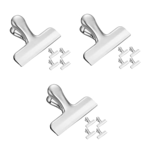 KALLORY 3 Sätze 3 Sets Edelstahl Clip Beutelklammern Für Lebensmittel Metall Lebensmittelklammer Snack Clips Aktenklammern Bilderklammern Edelstahl Papierklammer 5 Stück * 3 von KALLORY