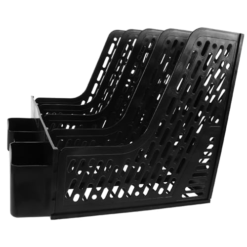 KALLORY 3 Sätze Dateispeicherordner Desktop-organizer Aktenordnerhalter Einzelner Magazinhalter Desktop-bücherregal Stabiler Aktenhalter Aktenordner Für Den Schreibtisch Plastik Black von KALLORY