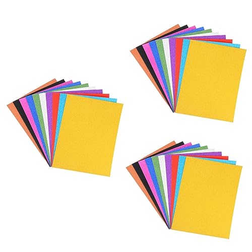 KALLORY 3 Sätze Kunstaufkleber Aus Papier Bastelpapier Perlmuttglänzender Karton Schimmernder Karton Geschenkpapier Rückseite Aus Glitzerpapier Aufkleberpapier Colorful 30 Stück * 3 von KALLORY