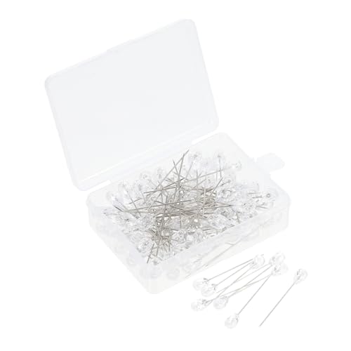 KALLORY 3 Sätze Stift Hochzeitsdeko Sticken Dekoration Party Boutonniere Pin Stickrahmen Strassbrosche Klar Gerade Quiltnadeln DIY-anstecknadel Nähwerkzeuge Eisen Silver 100 Stück * 3 von KALLORY