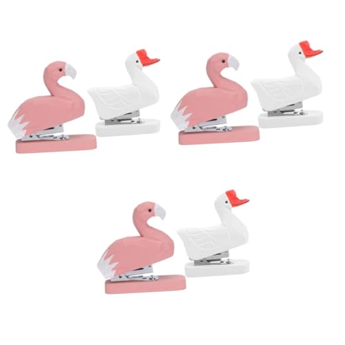 KALLORY 3 Sätze Tierhefter Zubehör Flamingo-hefter Lustiger Hefter Mini-tischhefter Tierstatue Schnitzen Schulische Notwendigkeit Home-office-accessoires Bürogeschenke Hölzern 2 Stück * 3 von KALLORY