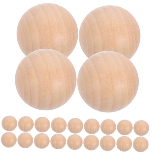 KALLORY 30MM Große Lotus Mini Kugeln Runde Perlen DIY Malen Bastel Zubehör Ohne Bohrung Holzfarbe von KALLORY