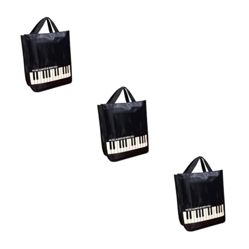 KALLORY 3St Klavierhandtasche Tasche für Musiknoten Klaviertasche Tasche für Gitarrennoten Noten Tasche Handtasche für Noten die Einkaufstasche Notentasche Musiktasche Metall Black von KALLORY