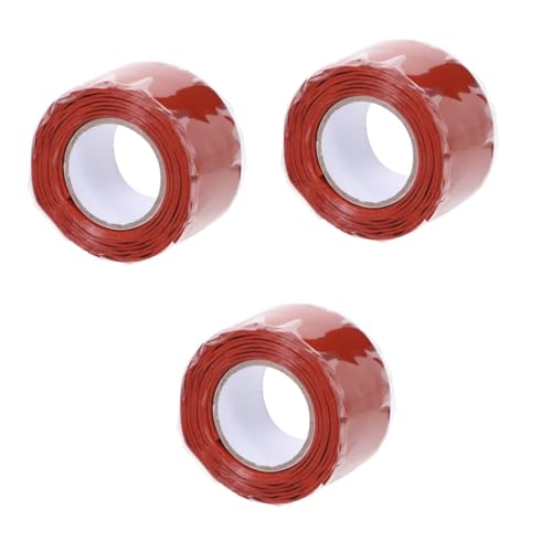 KALLORY 3st Wasserdichtes Reparaturband Dichtband Wasserdicht Klempner Klebeband Für Undicht Flexibles Pvc Weißes Klebeband Hochleistungsschlauch Klebeband Für Lecks Düse Silikon-gummi Rot von KALLORY