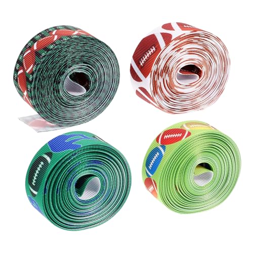 KALLORY 4 Rollen Fußball-Linienbänder seidenband ribbon ripsband Geschenkverpackungsdekoband decorations Multifunktions-Bastelband Geschenkband DIY-Zubehör Paketband Stoff Colorful von KALLORY