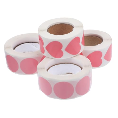 KALLORY 4 Rollen Herz-Punkt-Aufkleber sortiment klasek semmel spice labels Punktmarkierungsaufkleber kreis aufkleber Aufkleberpapier -Punktaufkleber Kupferplattenaufkleber Rosa von KALLORY