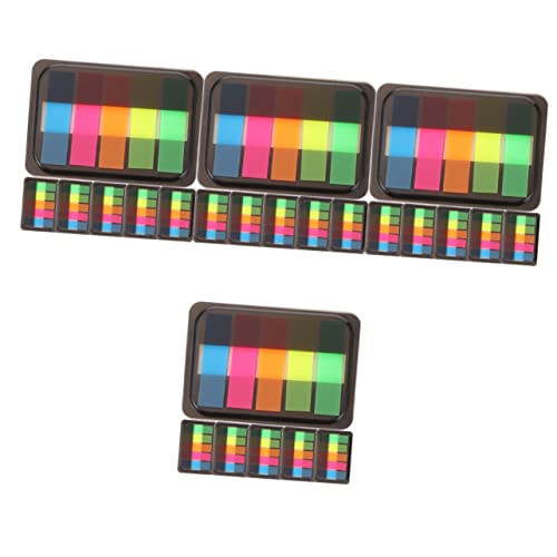 KALLORY 4 Sätze Fluoreszierende Haftnotizen Lesestreifen Tragbare Markierungsstreifen Bookmarks Lesezeichen Aufkleber Professionelle Satzmarkierer Professioneller Seitenmarker 6 Boxen * 4 von KALLORY