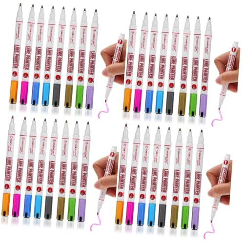 KALLORY 4 Sätze Zweizeiliger Umrissstift Glitzermarker Textmarker Zeichenstift Doppelte Linienmarkierungen Scrapbooking-marker Farbige Markierungen Metallstifte Basteln Plastik 8 Stück * 4 von KALLORY