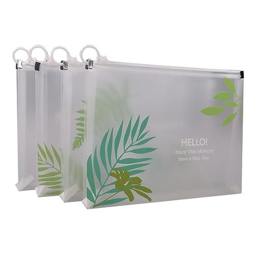 KALLORY 4 Stück Transparente A4-Aktentasche Organizer Aktentasche Taschen Reißverschluss-Ordner Bettdecke Platz Fall office organizer büro organizer Federmäppchen Schüler Zubehör Green von KALLORY