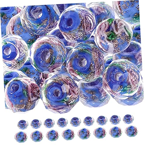 KALLORY 40 Stück Glasperlen DIY Perlen DIY Schmuckperlen Edelstein Halskette DIY Bastelperlen Pendel Halskette Lose Perlen Charm Perlen Mit Großen Löchern Bulk Schmuck Azurblaue von KALLORY