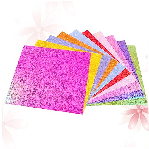 KALLORY 400 Stück glänzendes Faltpapier Sternenpapier Karton Geschenkpapier Weiß Krepp-Papier kreativpapier scrapbook paper schimmerndes papier selber machen handgefertigtes Papier von KALLORY