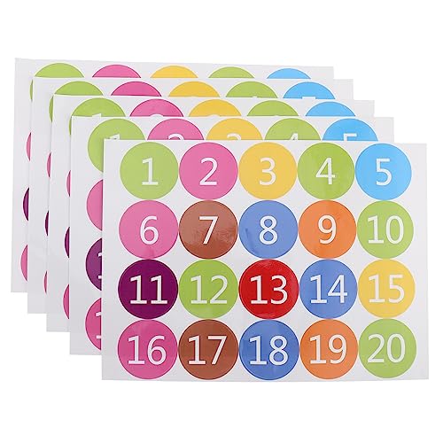 KALLORY 5 Blätter Aufkleber selbstklebende Nummernschilder Etiketten mit Seriennummern zahlen sticker number stickers decor Anzahl Paster Dekor Anzahl Pasters Dekoration PVC selbstklebend von KALLORY