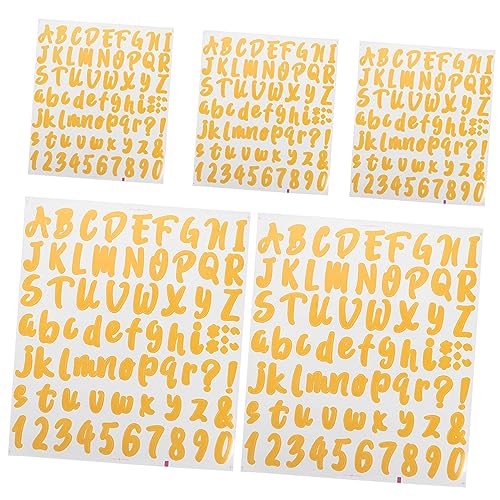 KALLORY 5 Bögen Alphabet Aufkleber Selbstklebende Schriftbuchstaben Selbstklebende Goldene Pvc Buchstaben Zum Aufkleben von KALLORY