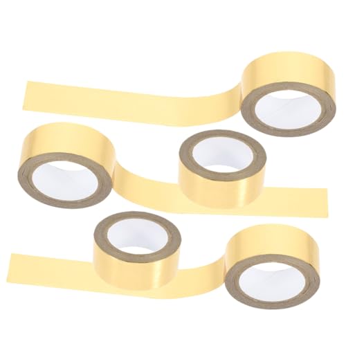 KALLORY 5 Rollen Dekoratives Klebeband Ästhetisches Washi-tape Klebeband Für Scrapbooking Washi-tape-dekor Metallband Dekoratives Bastelband Diy Klebeband Breites Washi-tape Golden Papier von KALLORY