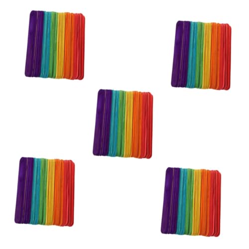 KALLORY 5 Sätze Eisstock Aus Holz Bastelbedarf Stöcke Lolly-pop-sticks Wachsstift Eisstange Regenbogen-twirler-stick Wachsstangen Kuchenstangen Bunte Eisstiele Hölzern 100 Stück * 5 von KALLORY