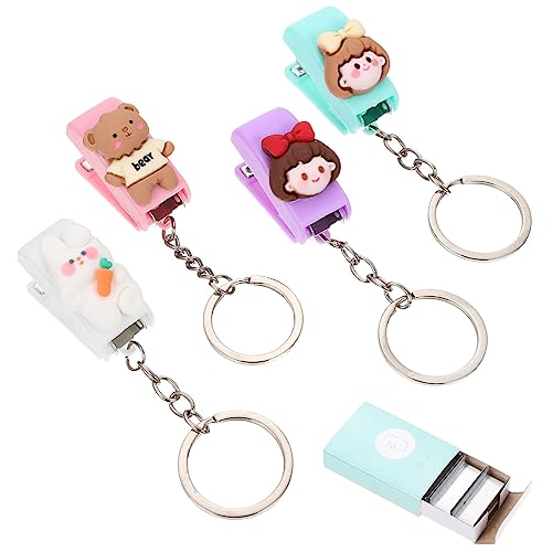 KALLORY 5 Sätze Hefter büroartikel büromaterial keychain schuler die empfindsamen Mini-Büro Cartoon-Schlüsselanhänger Mini- Buchbindewerkzeug für Studenten Eisen Colorful von KALLORY