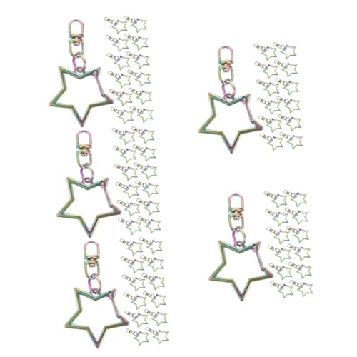 KALLORY 5 Sätze Pentagramm Schlüsselanhänger Ring Zubehör Schlüsselbund Schnallen Selber Machen Stern Anhänger Rostfreie Schlüsselanhänger Federverschlüsse Karabinerhaken 30 Stück * 5 von KALLORY