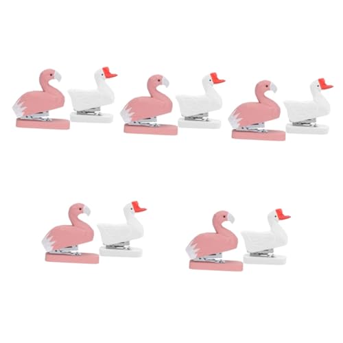 KALLORY 5 Sätze Tierhefter Hefter in Tierform Tierstatue Schnitzen Zubehör Flamingo-hefter Mini-gänseskulptur Bürohefter Lustiger Hefter Cartoon-hefter Mini-tischhefter Eisen 2 Stück * 5 von KALLORY