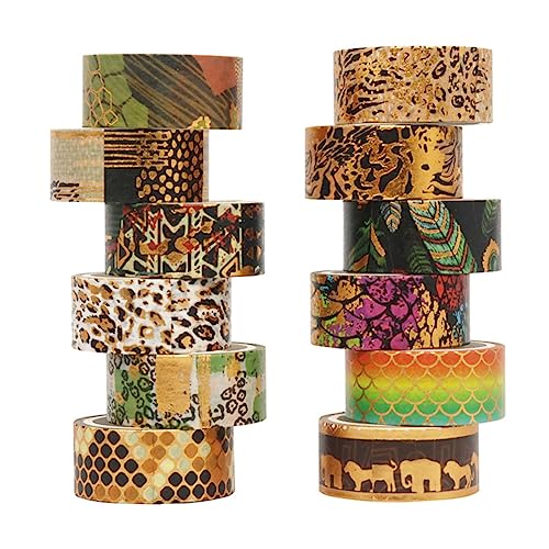 KALLORY 5 Sätze Washi Tape Mit Tierdruck Farbiges Klebeband Dekorative Klebebänder Geschenkverpackungsband Leopardendekor Washi-tape-etikett Scrapbooking Washi Tape Aufkleber 12 Rollen * 5 von KALLORY