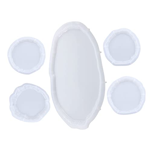 KALLORY 5 Teiliges Set Untersetzer Formen Unregelmäßige Gießformen Für Resin Untersetzer Mit Tray DIY Kristallharz Untersetzer Formen Für Kreative Bastelprojekte von KALLORY