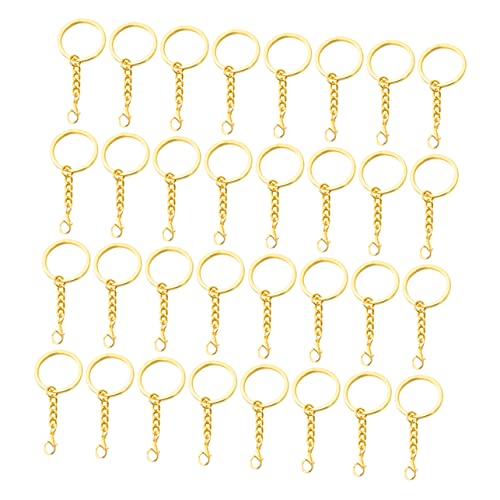 KALLORY 50 Stück Schlüsselbund Heimwerken Auslösen Einziehbar Schild Karabiner Schlüsselanhänger Kette Schlüsselband Cooler Schlüsselanhänger Schlüsselhaken Schnalle Makramee Metall Golden von KALLORY