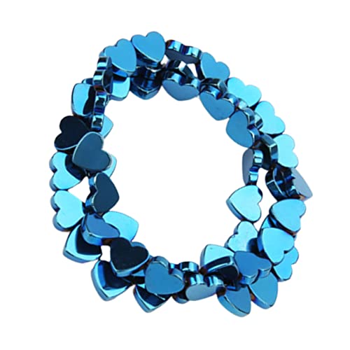 KALLORY 50 Stück farbige Steinperlen Perlenarmbänder hohle Herzperlen Edelsteinperlen kreatives DIY-Perlenzubehör farbiges Armband heart beads Schmuckperlen Bastelperlen selber machen Blue von KALLORY