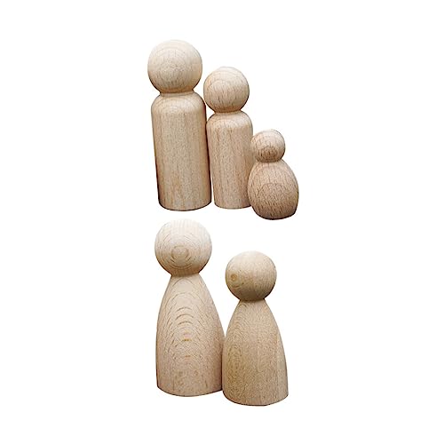 KALLORY 5St handbemalte Puppenspielzeuge bastelset bastelzeug für marionetten für dekorative Steckpuppe Mini Puppenspielzeug aus Holz unfertige Holzpuppen Buche von KALLORY