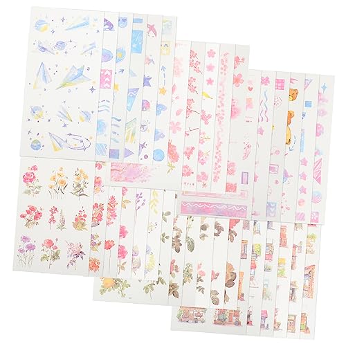 KALLORY 6 Sätze Kontoaufkleber Aus Japanischem Papier Doppelt Etikett Spender Artikel Aufkleber Zum Selbermachen Scrapbooking Dekorative Aufkleber Handbuchaufkleber Japanisches Papier von KALLORY