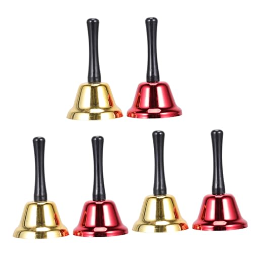 KALLORY 6 Stk Handklingel Musikalisches Spielzeug Ehering Jingle Bells Handglocken Serviceklingel weihnachts party weihnachtsdeko Handheld-Rufglocke handgehaltene Metallglocke rot von KALLORY