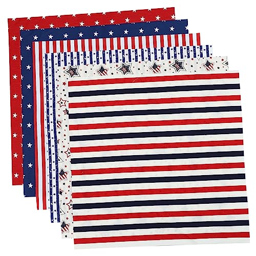 KALLORY 6 Stück Blätter Tuchgruppe zum Unabhängigkeitstag Patchworkstoff patriotischer Stoff küchentuch kitchen cloth Steppstoff aus Baumwolle Stoff zum Nähen selber machen Drucken von KALLORY