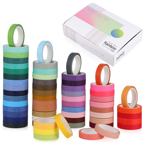 KALLORY 60 Rollen Regenbogenband Papierklebeband Sammelalbum Dekoration Aufkleber Diy Klebeband Malerband Washi Tape Zum Aufzeichnen Farbiges Abdeckband Planerbänder Japanisches Papier von KALLORY