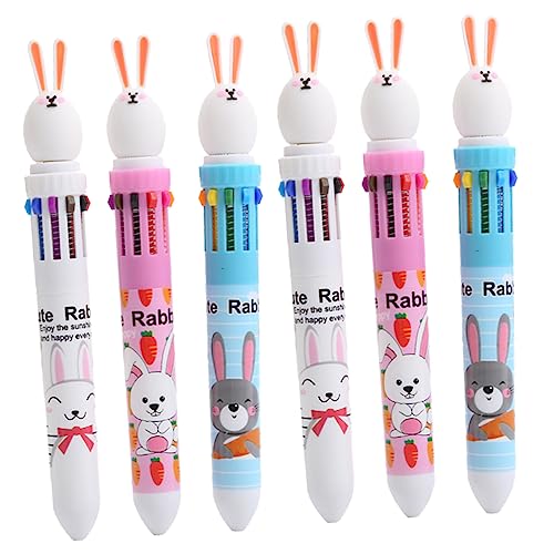 KALLORY 6St Hase zehn Farbstift Kugelschreiber mehrfarbiger Stift Kawaii-Mehrfarbenstift schreibutensilien schreibkladde + tragbare Zeichenstifte Schreibfeder für den Haushalt Plastik von KALLORY