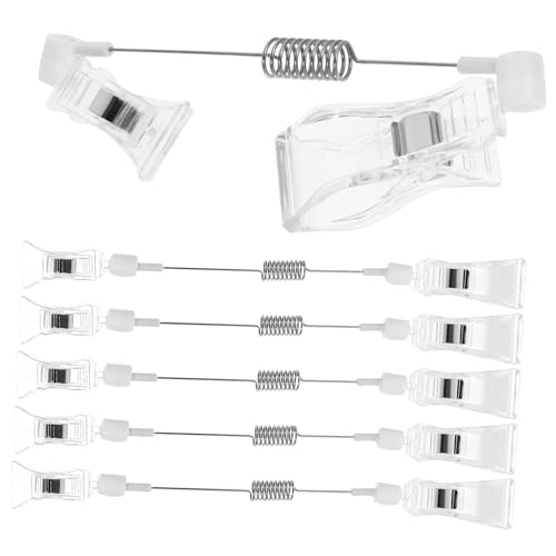 KALLORY 6St Werbeclip mit doppelseitigem Clip klare Clips Schilderhalter-Clip doppelseitiger Etikettenhalter drehbarer Warenclip Transparenter Schilderhalter Preisschildhalter Plastik Weiß von KALLORY