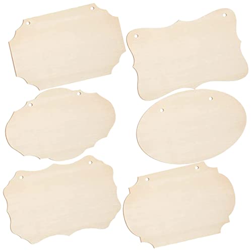 KALLORY 6pcs Hölzerne Leere Hängende Zeichen DIY Bastelhölztafel Unfertigte Holzschilder von KALLORY