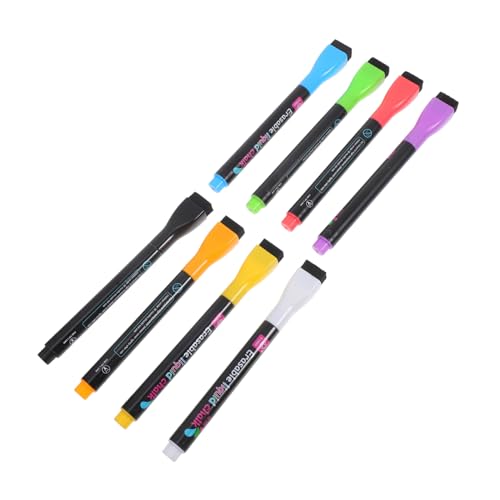 KALLORY 8 Stück Trocken Abwischbare Marker Mit Radierkappe Fluoreszierende Magnetische Whiteboard Stifte Dünne Kalendermarker Für Büro Schulbedarf von KALLORY