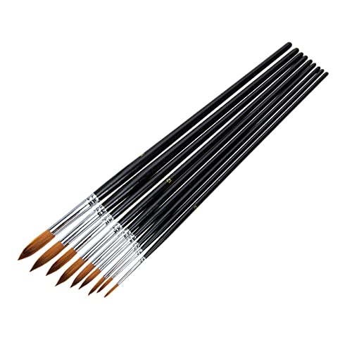 KALLORY Acrylfarben Pinselset Wasserfarben-Set 9st Pinselset Aquarellstift Pinzeln para Acrilico Ölgemäldepinsel Ölgemäldezubehör Pinsel Für Kunstmalerei Studentischer Pinsel Nylon Black von KALLORY