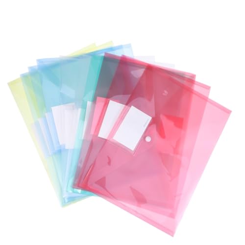 KALLORY A4 Dokumentenordner Transparent Mit Knopfverschluss Bunte Dokumentenablage Für Büro Zuhause Und Schule Je Pro Farbe von KALLORY