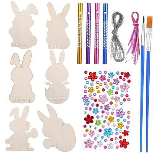 KALLORY Easter Bunny Wind Chime Bastelset Windspiel Mit 48 Schnüren 2 Stiften Und Zubehör Für Kreative Osterdeko Und Windspiele Zum Selbermachen von KALLORY