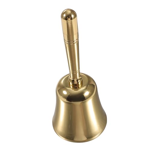 KALLORY Hand rasseln aus Messing Handglocken für Senioren Tischdekoration Retro-Barglocke Hochzeitsglocke tischklingel tischglocke Abendessen Service Glocke esstisch glocke Golden von KALLORY