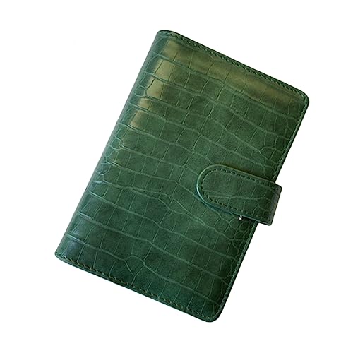 KALLORY Kassenbuch Loseblattbinder Mini-notizblock 6-ring-ordner Zeitschriftenordner Vintage-sammelalbum Tragbare Notizblockhülle Nachfüllbarer Notizbuchordner Mini-sammelalbum Green Pu von KALLORY