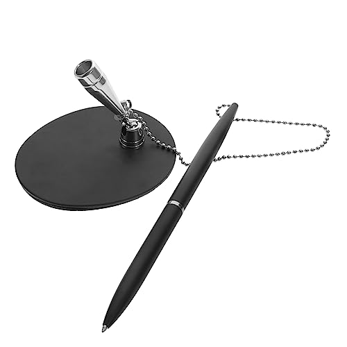 KALLORY Stift unterschreiben Büroschreibstift Stift mit Kette Bürozeichenstift Stifte kugelschreiber schreibutensilien multifunktionaler Schreibstift Business-Signatur-Stift Metall Black von KALLORY