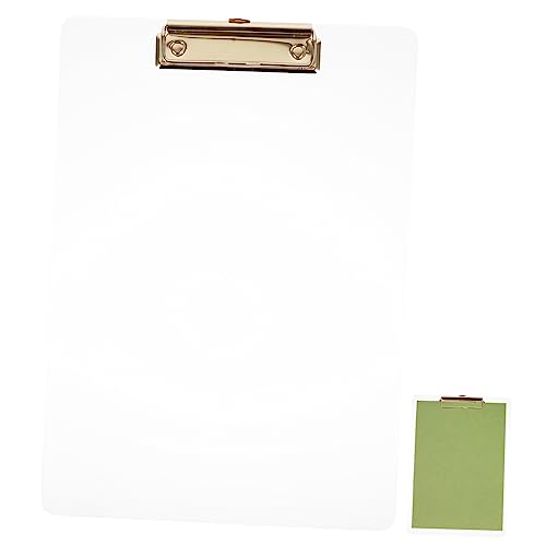 KALLORY Transparenter Boardclip Memo-Klemmbretter A4-Klemmbrett-Papierhalter Papier-Klemmbrett clipboard klemmbrettmappe Bleistiftskizze Zwischenablage Schreibhilfe Klemmbrett Acryl Golden von KALLORY