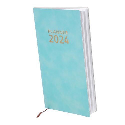 KALLORY Zeitplan-Notizbuch büromaterial studienplaner Kalender Notizbuch schülerplaner tragbarer Planer-Notizblock Zielplaner für 2024 Planer 2024 praktischer Schreibblock Kunstleder Green von KALLORY